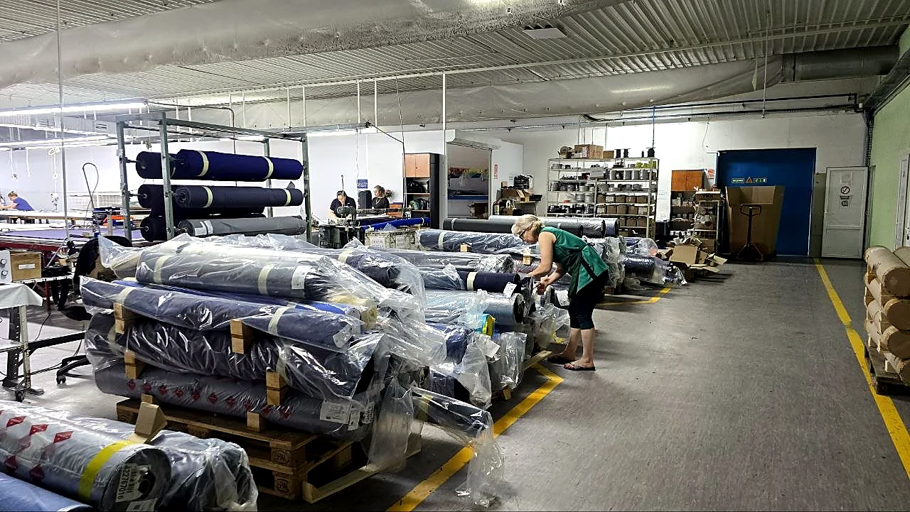 Fabric rolls prepared for LOHN production at Eco Textil Grup