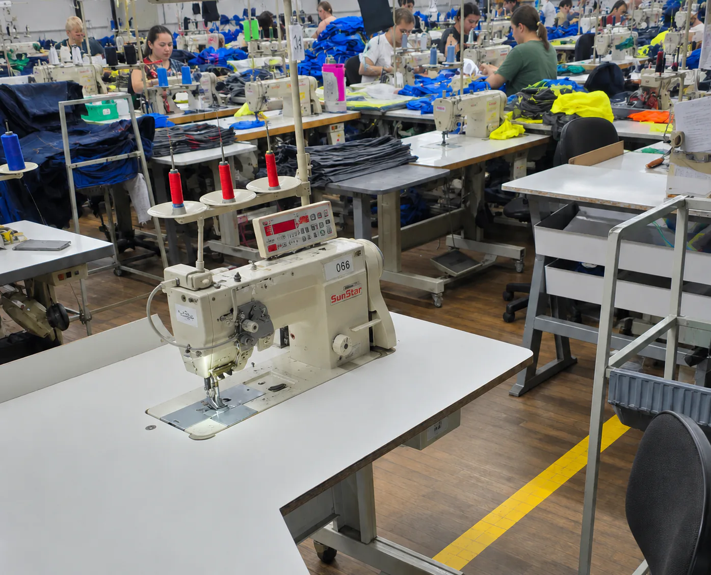 Industrial sewing workstations and equipment at Eco Textil Grup