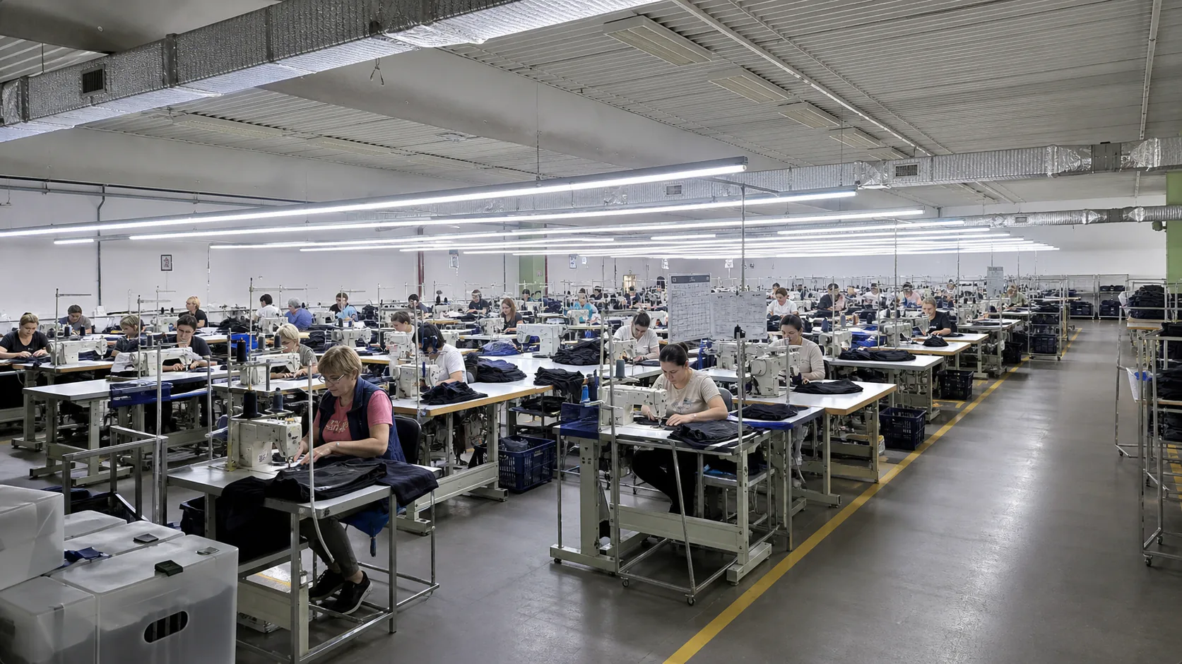 Main sewing production hall at Eco Textil Grup in Chisinau